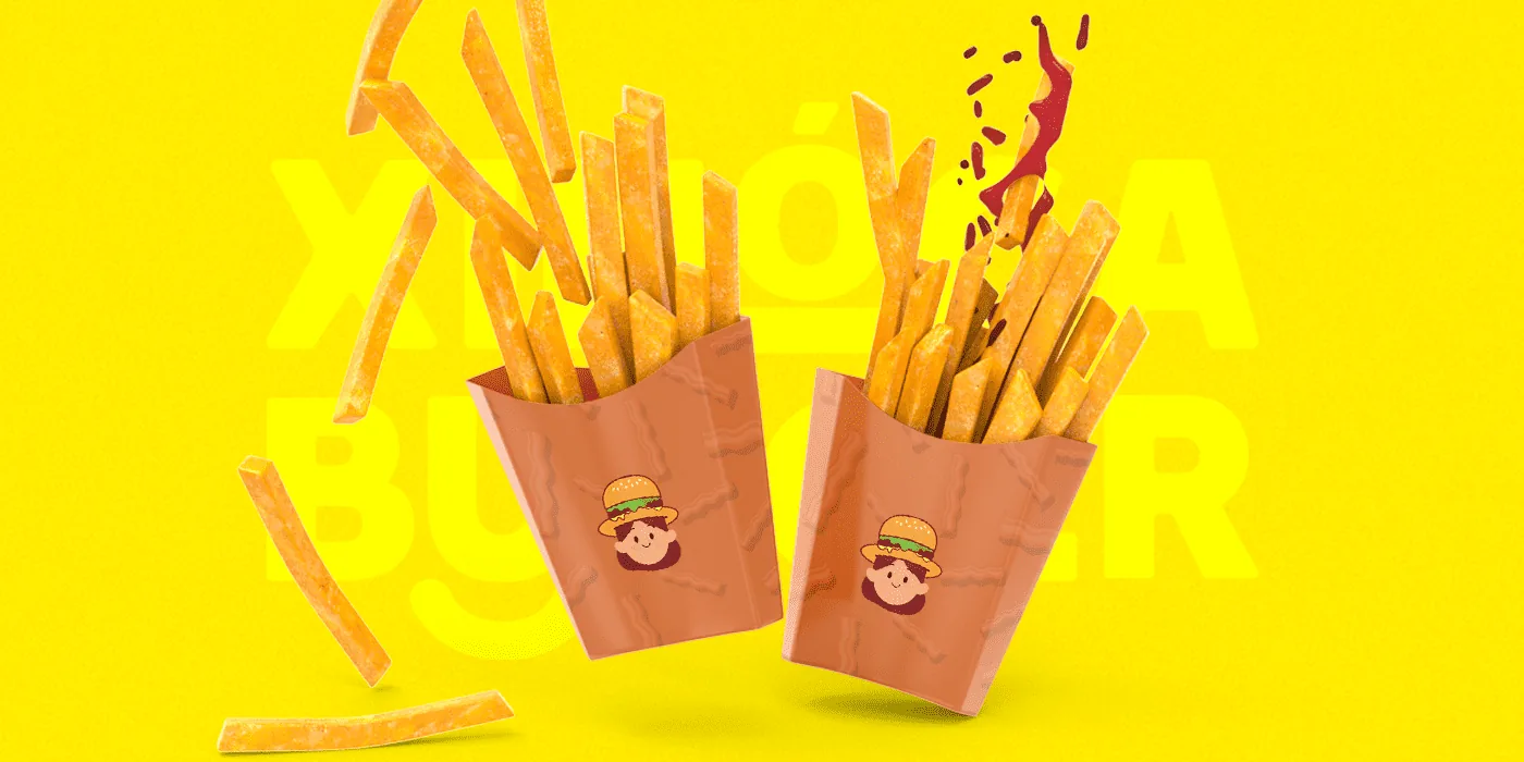 Embalagem de batata da Xinóca Burger