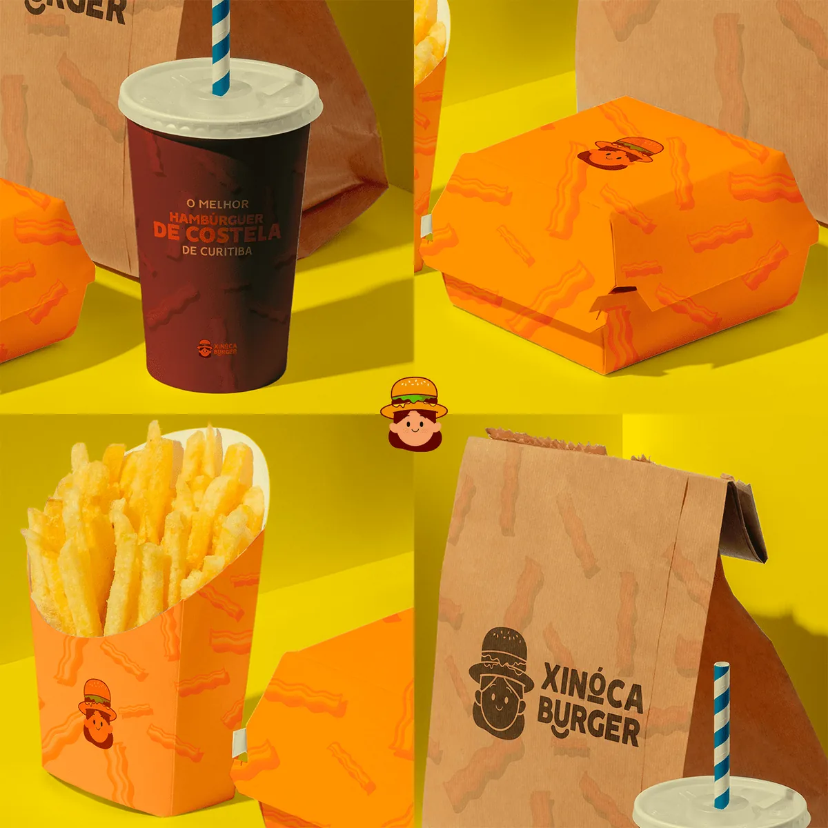 Aplicação da marca Xinóca Burger