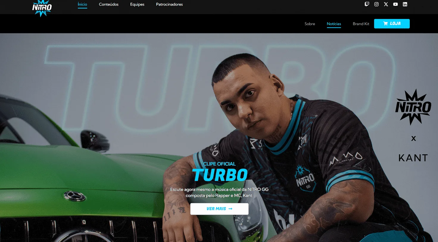 Página inicial do site da NITRO GG